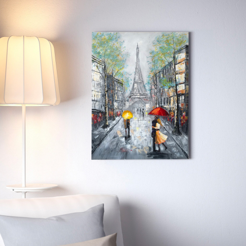 Stadsschilderij bij hand op canvas 90 x 120 cm Dans la rue