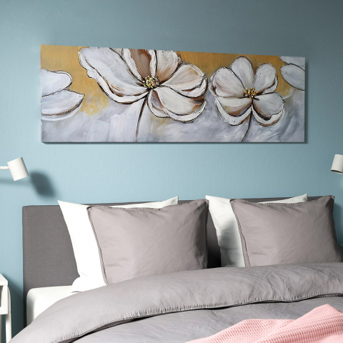 Bloemenschilderij bij hand op canvas 140 x 45 cm Petail and Pistils