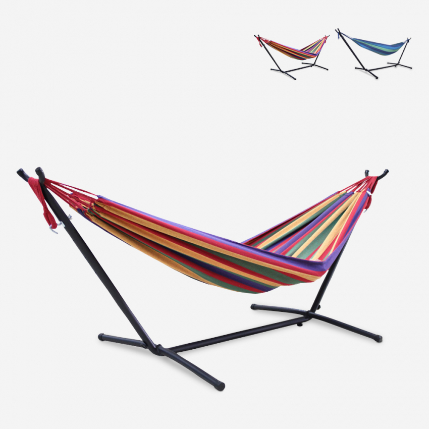 Outdoor stoffen 2 persoons hangmat met verstelbare steun 150 kg Pokhara Aanbieding Outdoor stoffen 2 persoons hangmat met verstelbare steun 150 kg Pokhara Aanbieding