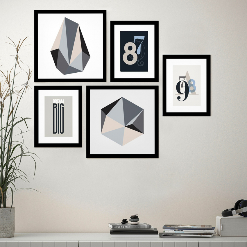 gehandicapt Boos worden Gewoon Frame B&W Set van 5 schilderijen minimalistisch ontwerp ingelijst poster