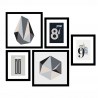 Set van 5 schilderijen minimalistisch ontwerp ingelijst poster Frame B&W Verkoop