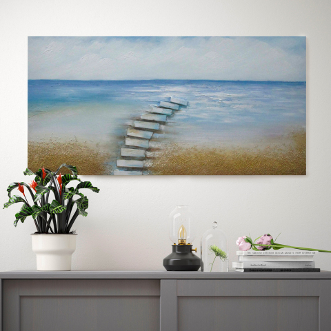 Natuurlandschap schilderij bij hand op canvas 110 x 50 cm Spiaggia Aanbieding