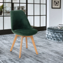 Scandinavische design stoel in fluweel hout met kussen voor keukenbar restaurant Dolphin Lux Keuze
