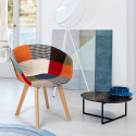 Nordic design patchwork stoel hout en stof keuken bar restaurant PIGEON Keuze