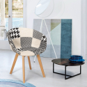 Scandinavisch design patchworkstoel in hout en stof Pigeon Afmetingen