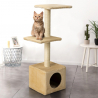 Kattenkrabpaal met 2 verdiepingen, diverse slaapplekken en sisal zuil 95 cm Pixiebob Korting