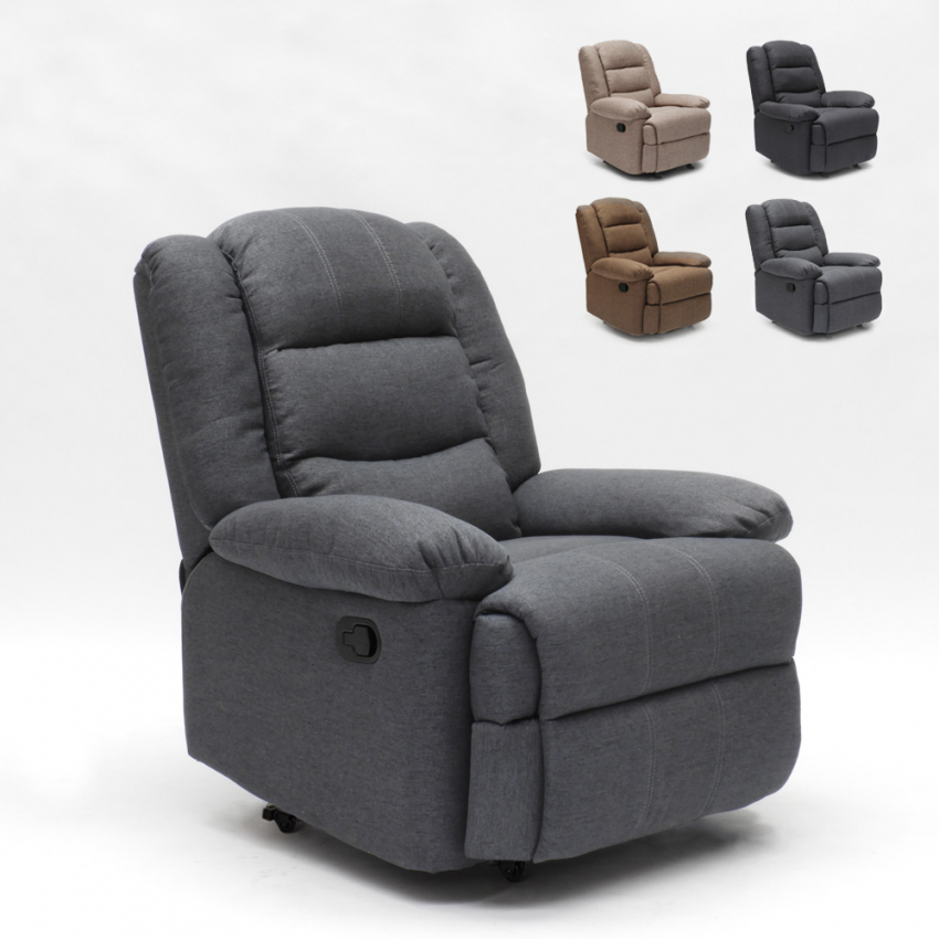 Verstelbare stoffen relax fauteuil met voetensteun en 4 wielen Maura Kosten Verstelbare stoffen relax fauteuil met voetensteun en 4 wielen Maura Kosten