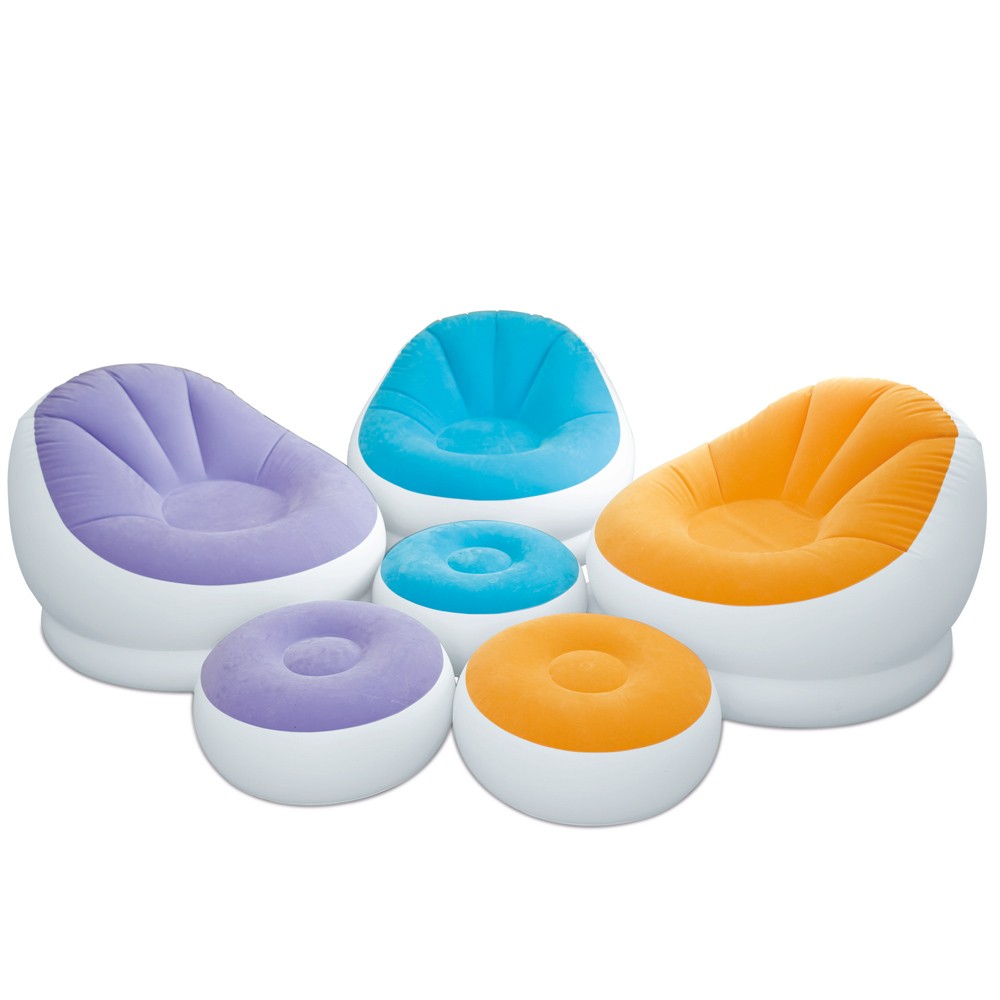 Opblaas stoel met pouf Intex 68572 voor lounges en woonkamers