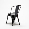 Set vierkante tafel met 4 industriële stoelen van metaal en hout Pigalle 