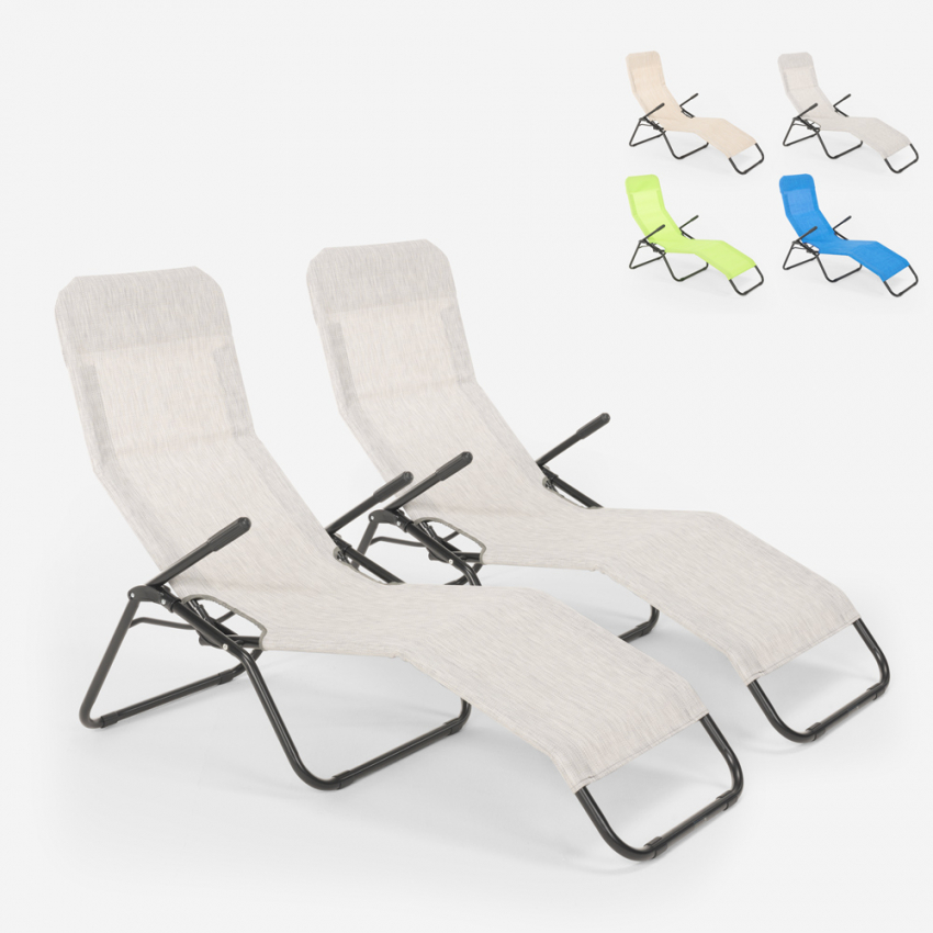2 opvouwbare ligbedden Pasha voor strand en tuin Kosten 2 opvouwbare ligbedden Pasha voor strand en tuin Kosten