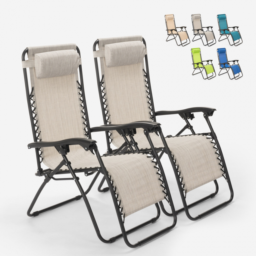 2 opvouwbare tuinstoelen met meerdere standen Emily Zero Gravity Aanbieding