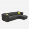 Moderne modulaire stoffen 3-zitsbank met poef Jantra Korting