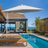 Zeshoekige witte stalen zweefparasol met UV-bescherming 3 meter Dorico Verkoop