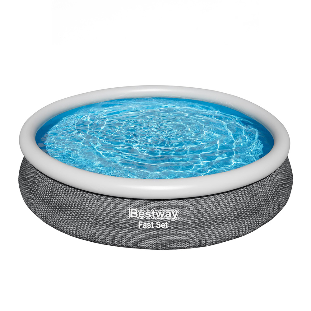 Bovengronds rond zwembad 366x76 cm met rotan effect Bestway Fast Set 57445