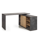 Grijs en eikenhouten bureau met schuifdeur en planken 150x120cm Core Aanbod