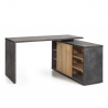 Grijs en eikenhouten bureau met schuifdeur en planken 150x120cm Core Aanbod