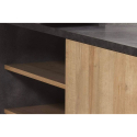 Grijs en eikenhouten bureau met schuifdeur en planken 150x120cm Core Korting