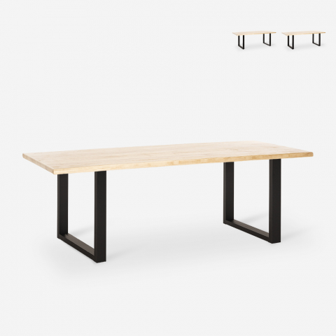 Design tafel plank hout metaal industriële stijl 200x80cm rechthoekig dining RAJASTHAN 200 Aanbieding
