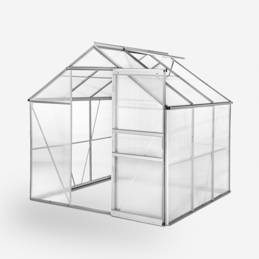 Polycarbonaat aluminium tuinkas met openslaande deuren 183x185x205 cm Vanilla Aanbieding Polycarbonaat aluminium tuinkas met openslaande deuren 183x185x205 cm Vanilla Aanbieding
