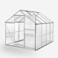 Tuinkas in aluminium en polycarbonaat met deur en raam 183x245x205 cm Laelia Aanbieding