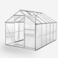 Tuinkas in aluminium en polycarbonaat met deur en raam 183x305x205 cm Pavonia Aanbieding