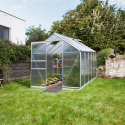 Tuinkas in aluminium en polycarbonaat met deur en raam 183x305x205 cm Pavonia Catalogus