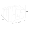 Tuinkas in aluminium en polycarbonaat met deur en raam 183x305x205 cm Pavonia Afmetingen