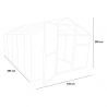 Tuinkas in aluminium en polycarbonaat met deur en raam 183x305x205 cm Pavonia Afmetingen