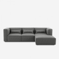 Moderne modulaire 3-zitsbank in stof met poef Solv Aanbieding