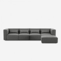 4-zits moderne modulaire stoffen hoekbank met poef Solv Aanbieding