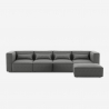 4-zits moderne modulaire stoffen hoekbank met poef Solv Aanbieding
