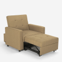 Eenpersoons fauteuil bed met armleuningen modern design ruimtebespaarder BROOKE Afmetingen