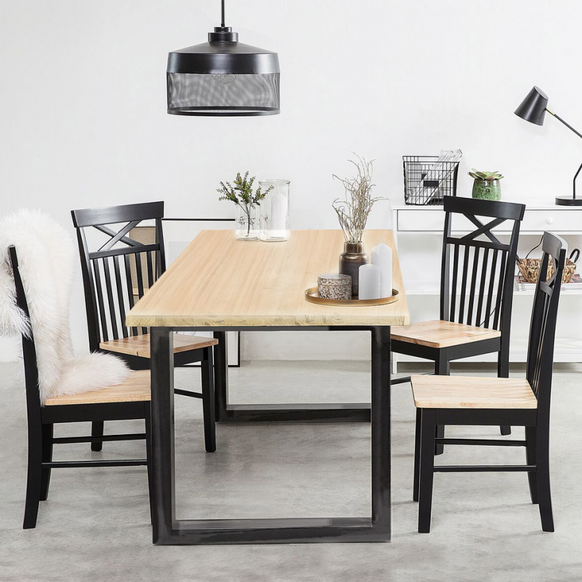 Industriële stijl rechthoekige eettafel 160x80 cm van metaal met houten blad Rajasthan 160 Voorraad Industriële stijl rechthoekige eettafel 160x80 cm van metaal met houten blad Rajasthan 160 Voorraad