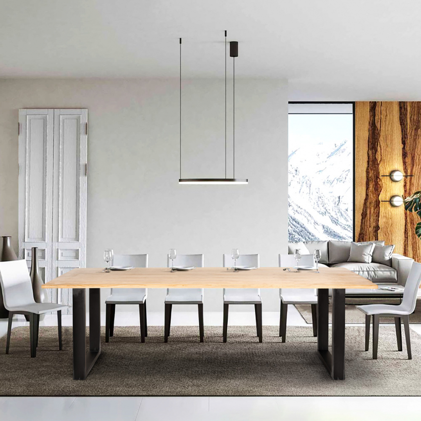 Industriële rechthoekige eettafel met ijzeren poten en houten blad 220x80cm Rajasthan 220 Voorraad Industriële rechthoekige eettafel met ijzeren poten en houten blad 220x80cm Rajasthan 220 Voorraad