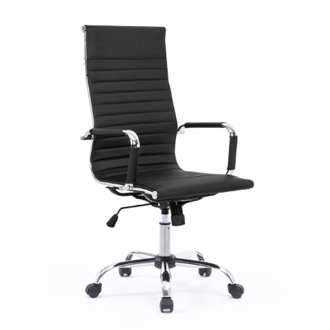 Elegante bureaustoel ergonomische fauteuil metaal kunstleer Linea Aanbieding
