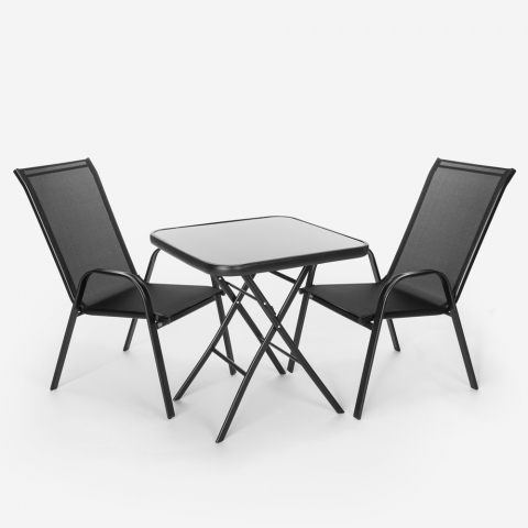 Tuinset voor buiten met 2 moderne stoelen en 1 vierkante klaptafel Tuica Aanbieding