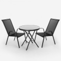 Buiten tuinset met 2 moderne stoelen 1 ronde klaptafel Kumis Aanbieding