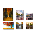 Set van 6 canvas posters stad schilderijen houten frame Autumn Verkoop