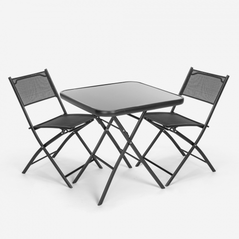 Set van 2 stoelen met vierkante tafel voor tuin opvouwbaar modern design SODA Aanbieding