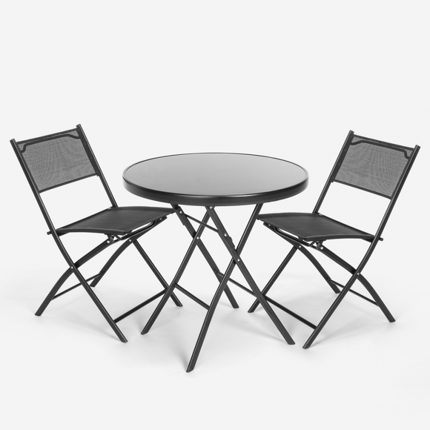 Set modern design ronde salontafel met 2 stoelen voor buiten opvouwbaar Bitter Aanbieding Set modern design ronde salontafel met 2 stoelen voor buiten opvouwbaar Bitter Aanbieding