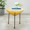 Ronde design outdoor salontafel van glas en geweven draden 50cm Rose Kosten