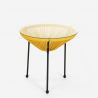 Ronde design outdoor salontafel van glas en geweven draden 50cm Rose 