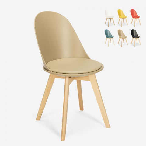 Scandinavisch ontwerp stoel van hout met kussen keuken eetkamer Bib Nordica