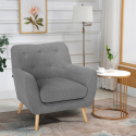 Moderne lounge fauteuil in Scandinavische stijl van hout en stof Modesto Verkoop