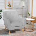 Moderne lounge fauteuil in Scandinavische stijl, hout en stof Modesto 