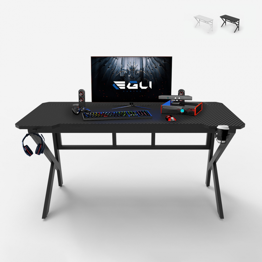 Ergonomisch carbon gaming bureau 160 x 60 cm met koptelefoon- en bekerhouder Sportbot 160 Keuze Ergonomisch carbon gaming bureau 160 x 60 cm met koptelefoon- en bekerhouder Sportbot 160 Keuze