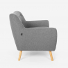 Woonkamerset 2 Scandinavisch design fauteuils en 2-zits bank van hout en stof Cleis 