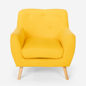 Scandinavisch design 2-zits bank en fauteuil loungeset van hout en stof Algot 