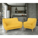 Scandinavisch design 2-zits bank en fauteuil loungeset van hout en stof Algot Keuze