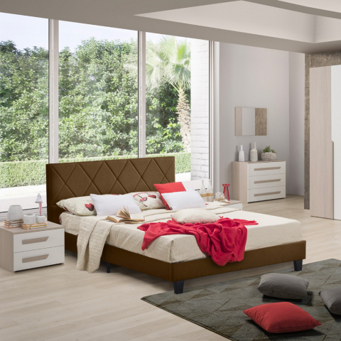 Stoffen tweepersoonsbed met lattenbodem 160x190 cm Nyon Aanbieding